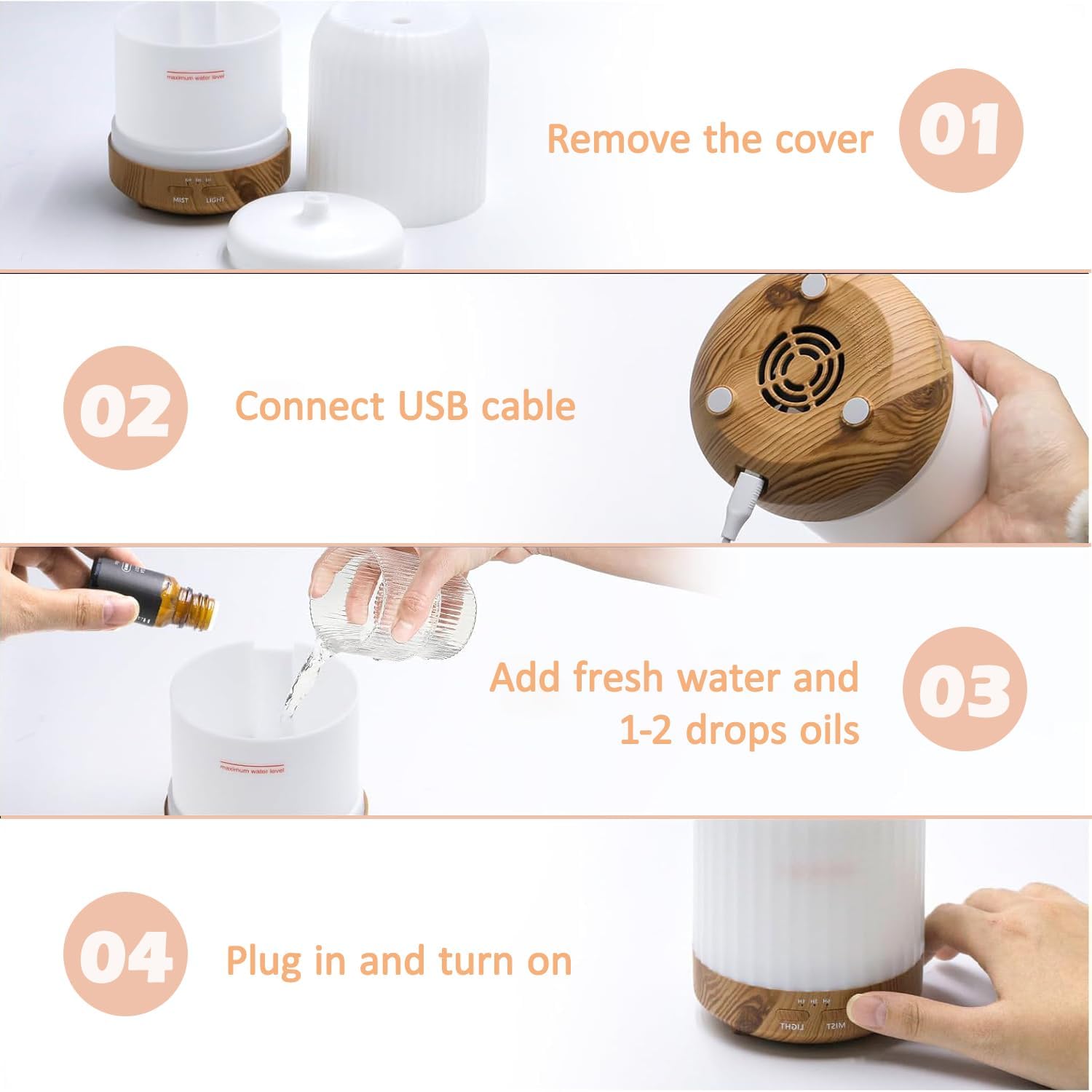 Ultraschall Aroma Diffuser 250 ml Duftdiffusor LED Luftbefeuchter