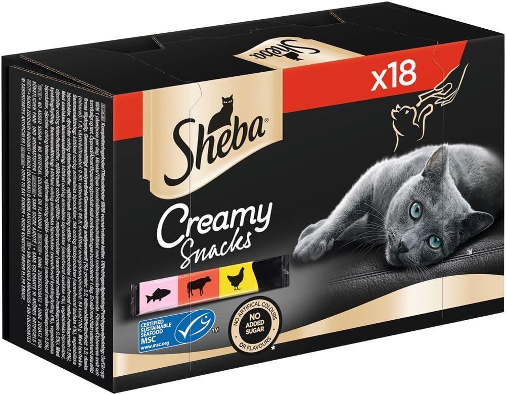 Sheba Katzensnacks 18x12g verschiedene Sorten Huhn Lachs Rind