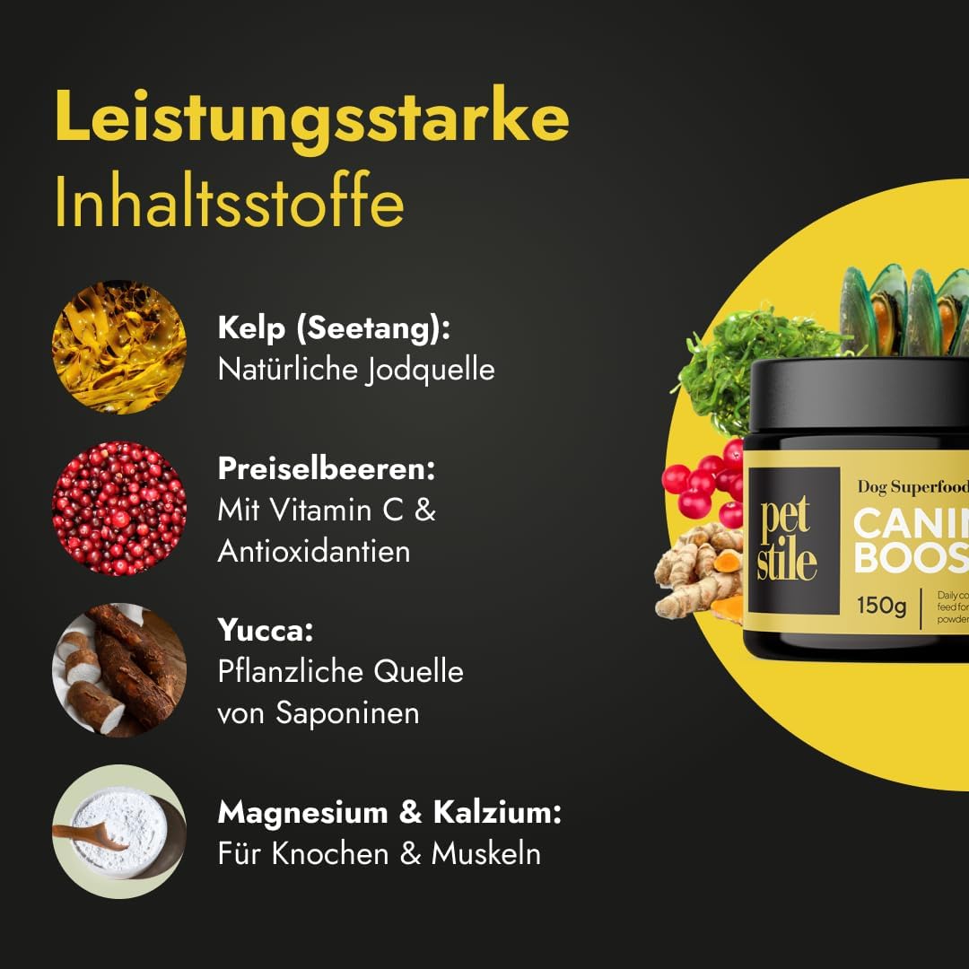 Canine Booster Pulver mit Gruenlippmuschel-Extrakt und 26 Wirkstoffen