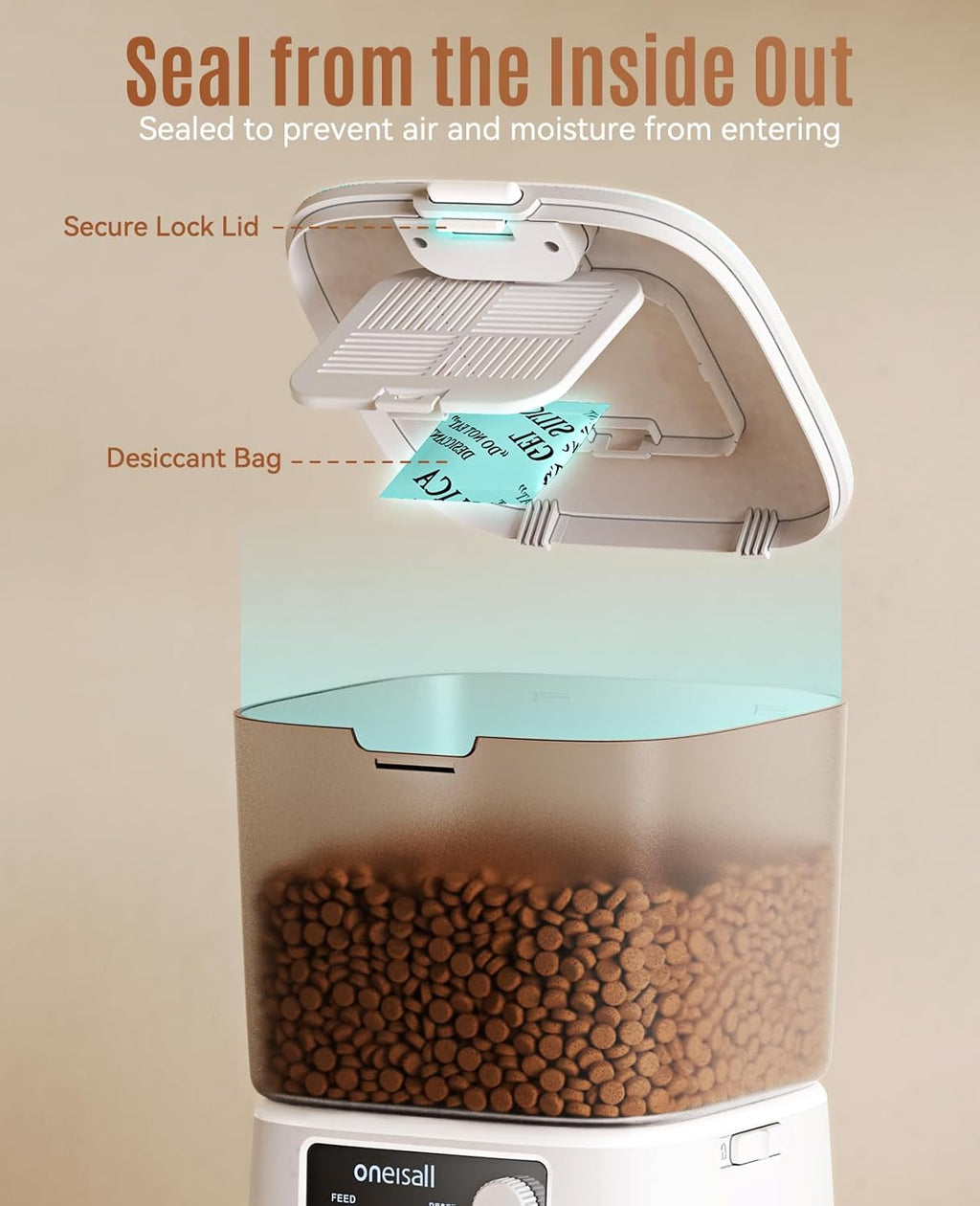 oneisall Futterautomat fuer Katzen 3,5L mit WLAN App und Edelstahlnapf