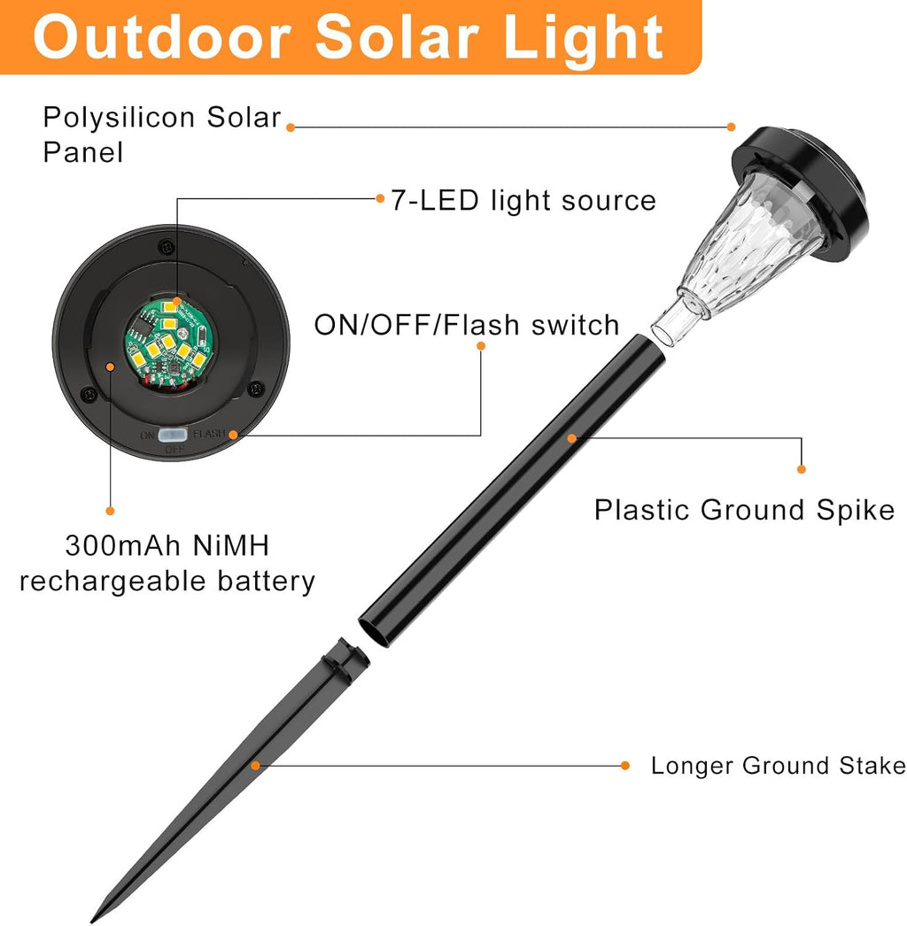 FIFlying Solar-Gartenlampen 6er Set Warmweiss 3000K IP65 LED Aussen 6cm