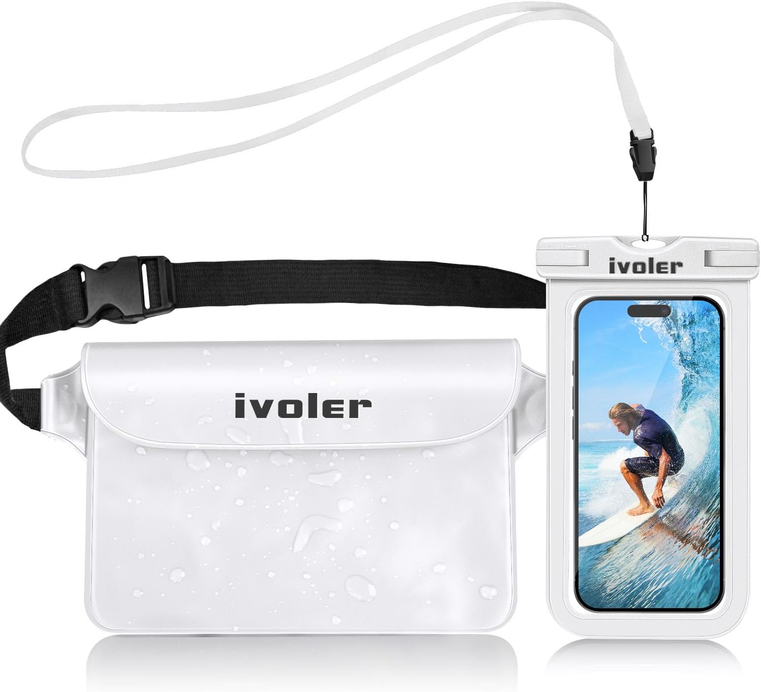 ivoler wasserdichte Bauchtasche mit Handytasche schwarz Universal Strand Tasche