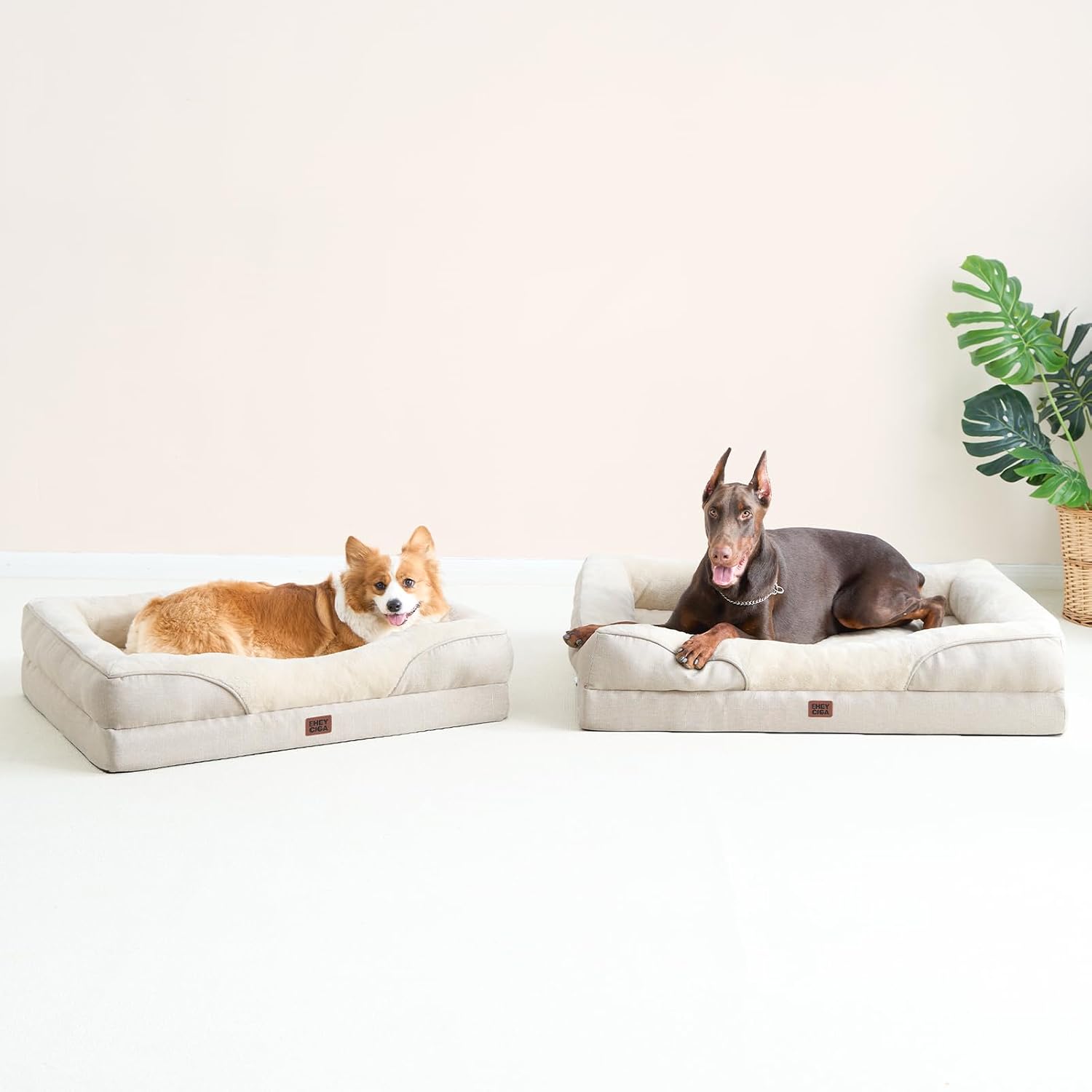 Orthopaedisches Hundebett 91×68×17,5 cm Memory Foam waschbar 16,5cm-19cm