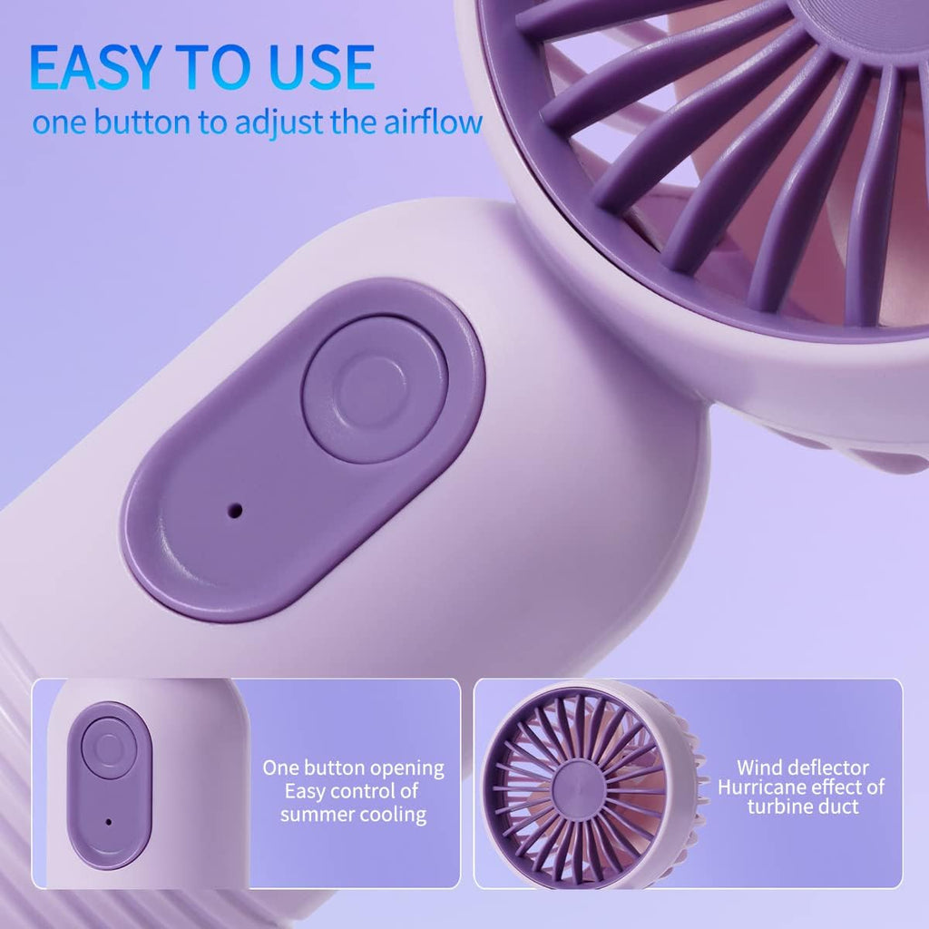 3er-Set Mini-Handventilator Akku, 3 Stufen, tragbar fuer Kinder Erwachsene Senior