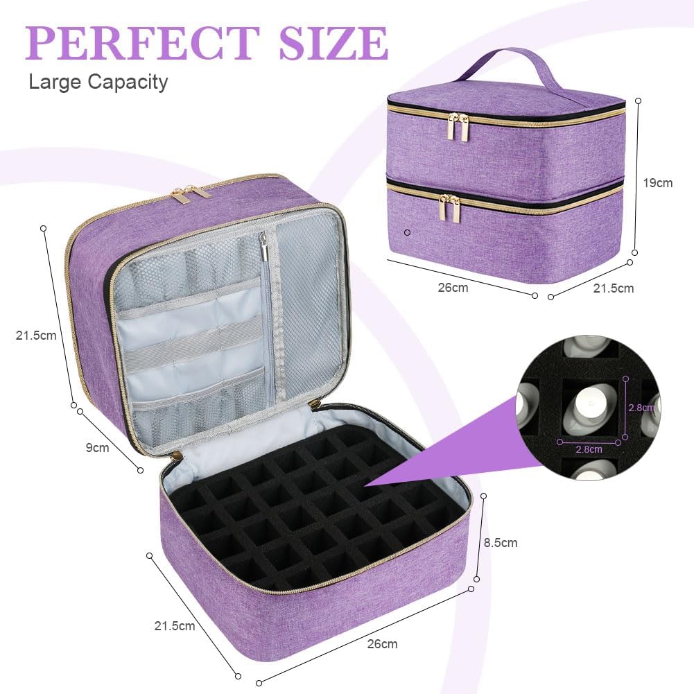 Kosmetiktasche doppellagig fuer Nagellack 30 Flaschen Reise Organizer schwarz