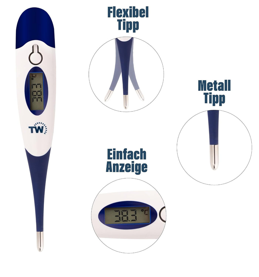 Digitales Haustierthermometer fuer Hund Katze Pferd mit flexibler Sonde