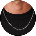 FUNEIA Herren Panzerkette Edelstahl Silber Cuban Chain 46cm-61cm