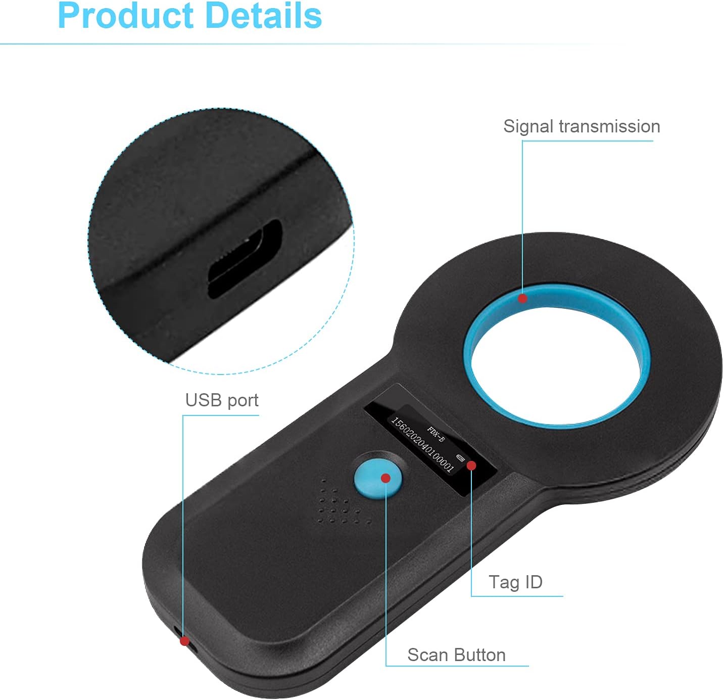 Mikrochip Scanner RFID OLED ISO11784/11785 für Hund Katze Haustier