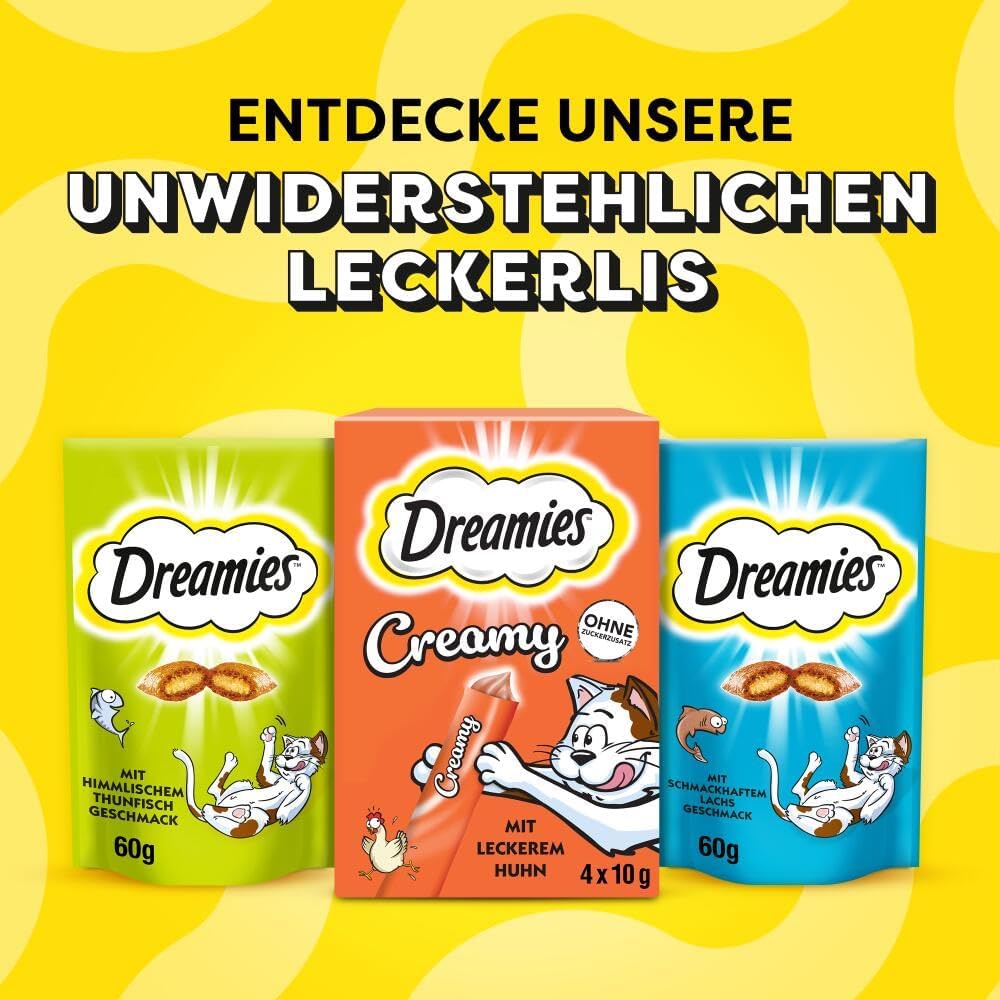 Dreamies Creamy Katzenleckerlis mit Katzenminze und Kaese - verschiedene