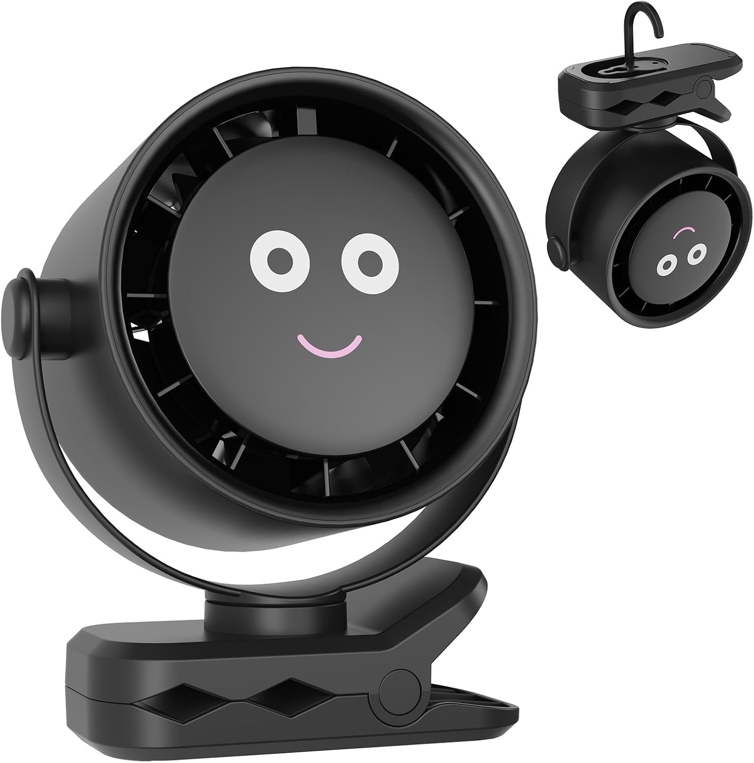 Fitabok Tischventilator mit Clip USB 5 Stufen LED Display 720° drehbar