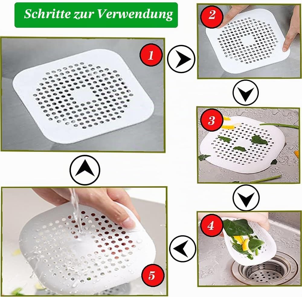 Abflusssieb Silikon 2er Set Grau Weiss - Dusche Badewanne Haarfaenger
