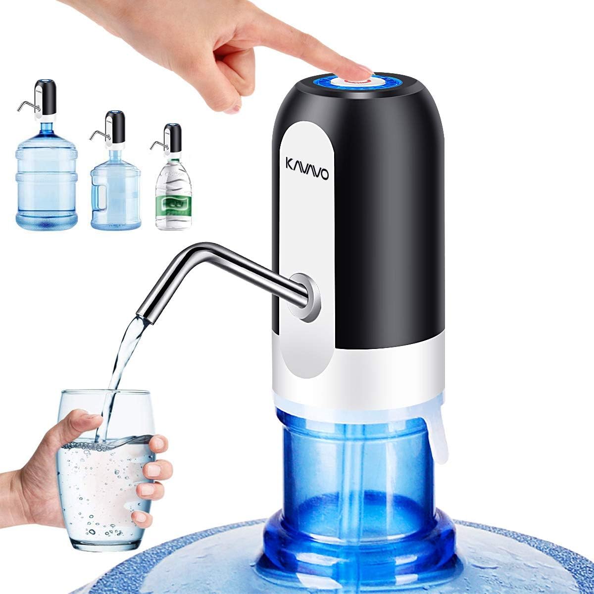 Elektrische Wasserpumpe USB wiederaufladbar mit 2 Adapter und Schlaeuchen, Edelst