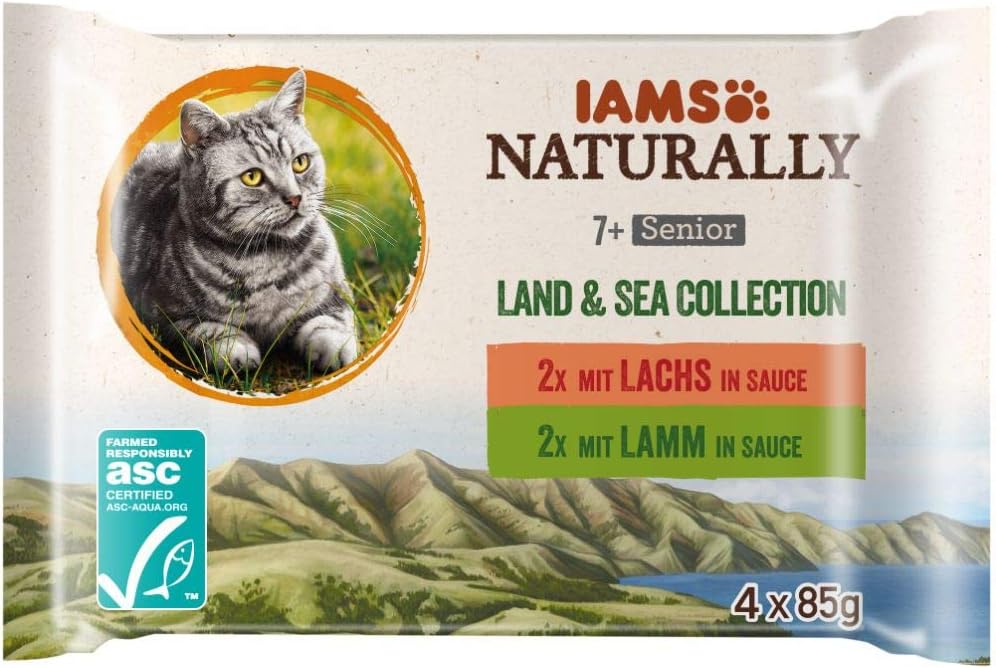 IAMS Naturally Senior Katzenfutter Nass Land & Sea Collection 12x85g