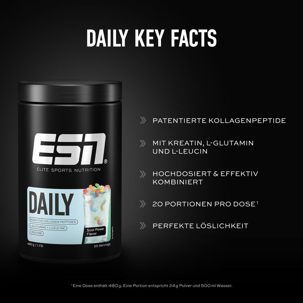ESN Daily Pulver Raspberry Iced Tea mit Glutamin Creatin Collagen vers