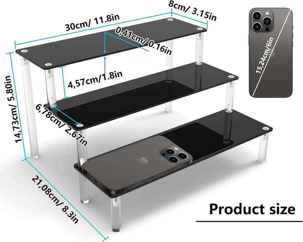 Acryl Riser Display Regal fuer Amiibo und Funko Pop Figuren, schwarz, Tischstaende