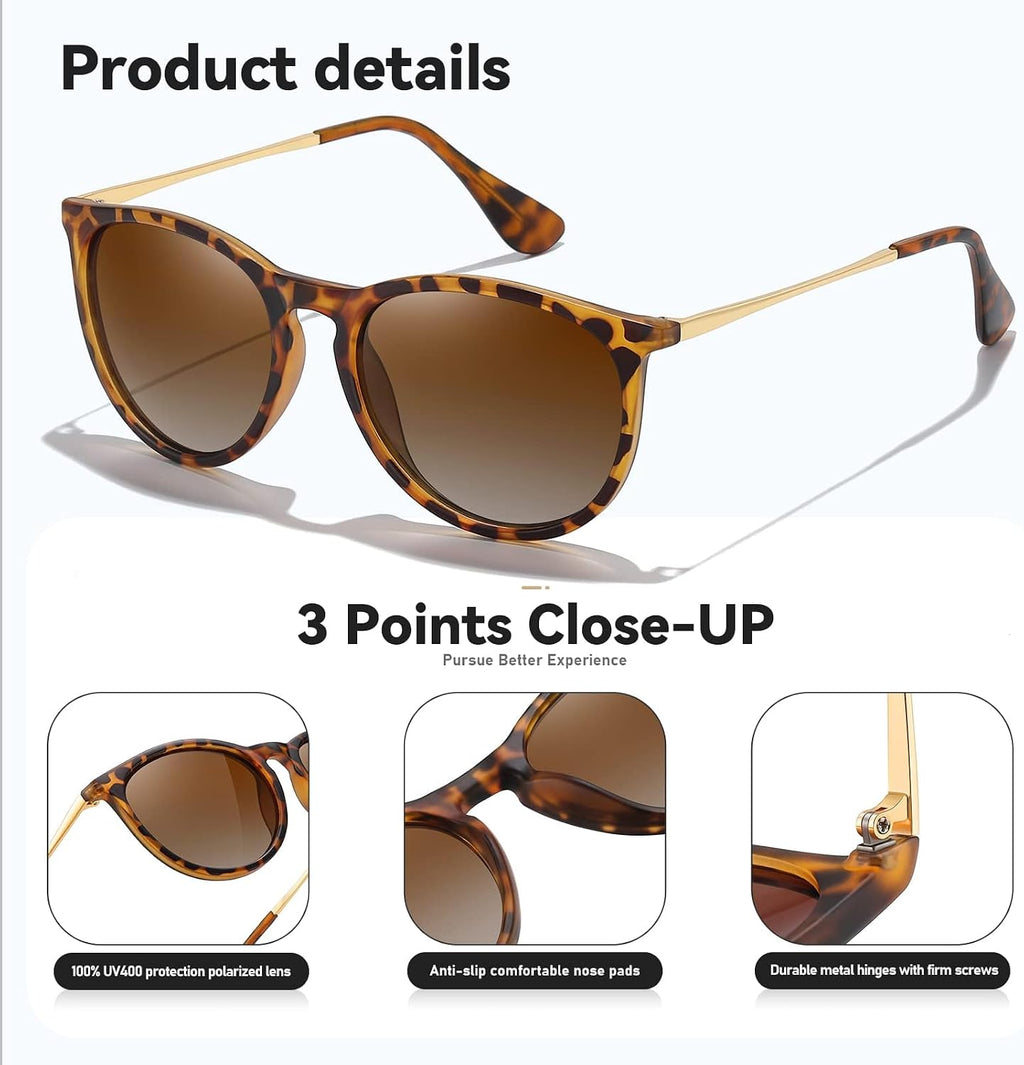 Polarisierte Retro Sonnenbrille UV400 rund Unisex Damen Herren