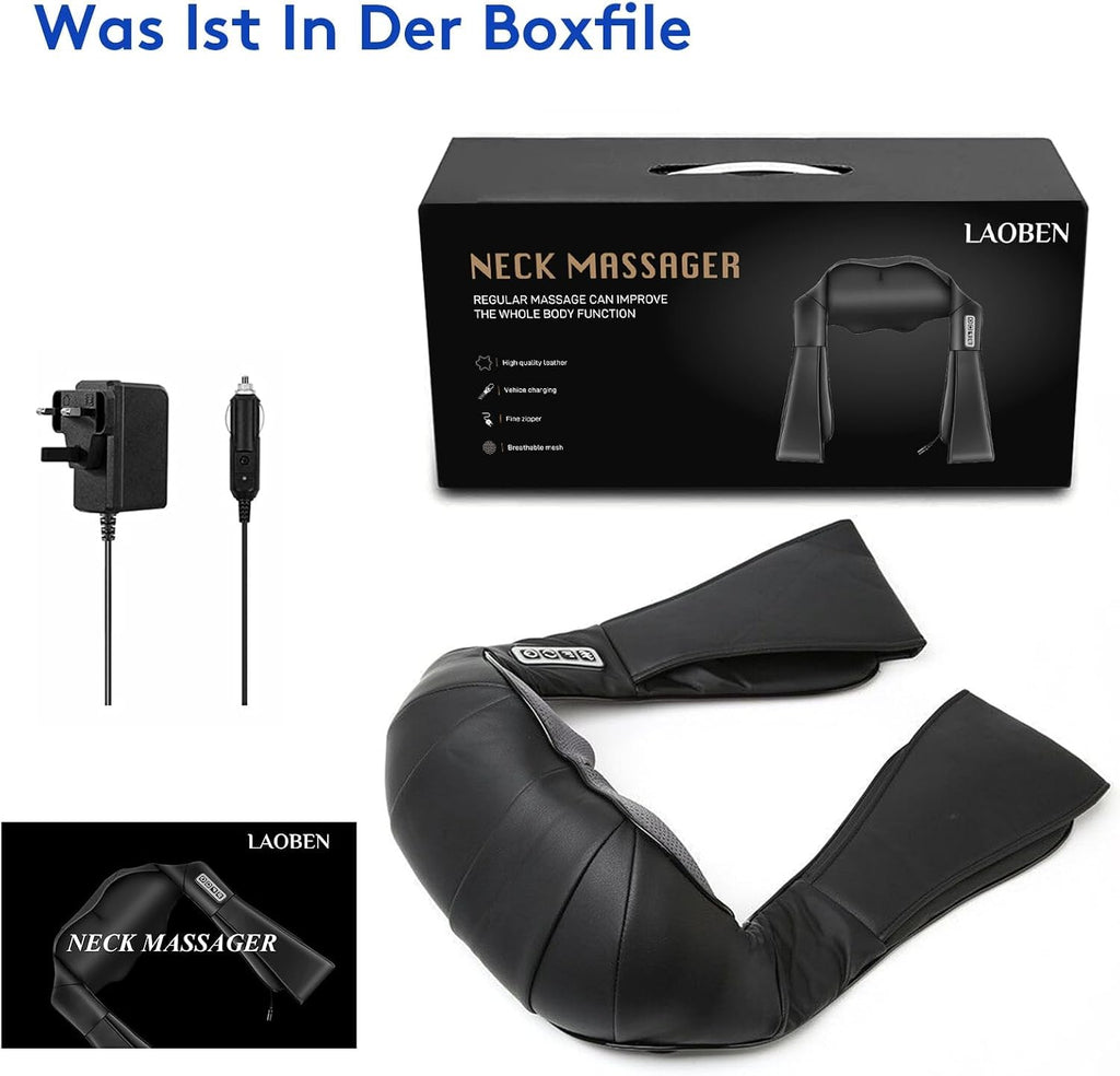 Shiatsu Nackenmassagegeraet elektrisch mit Waerme fuer Nacken Schulter Ruecken