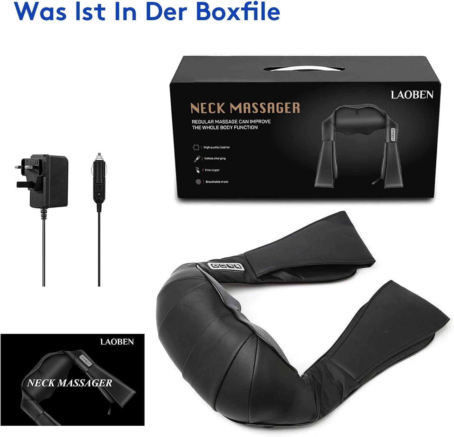 Shiatsu Nackenmassagegeraet elektrisch mit Waerme fuer Nacken Schulter Ruecken