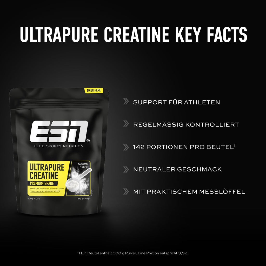 ESN Ultrapure Creatin Monohydrat 500g mikrofein loeslich 142 Portionen