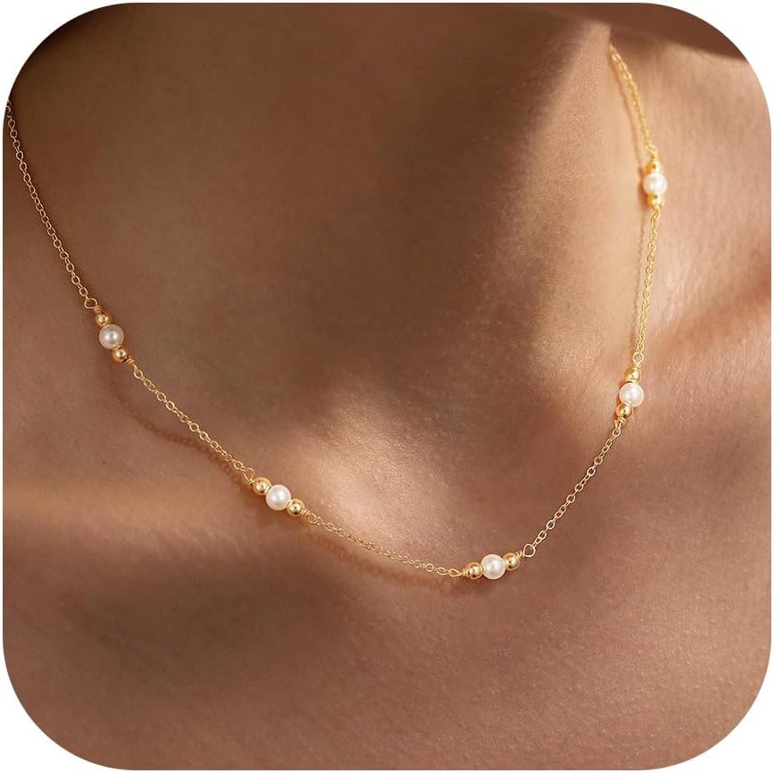 925 Silber Halskette Damen vergoldet 14K Kleeblatt Herz Perlen Zirkonia