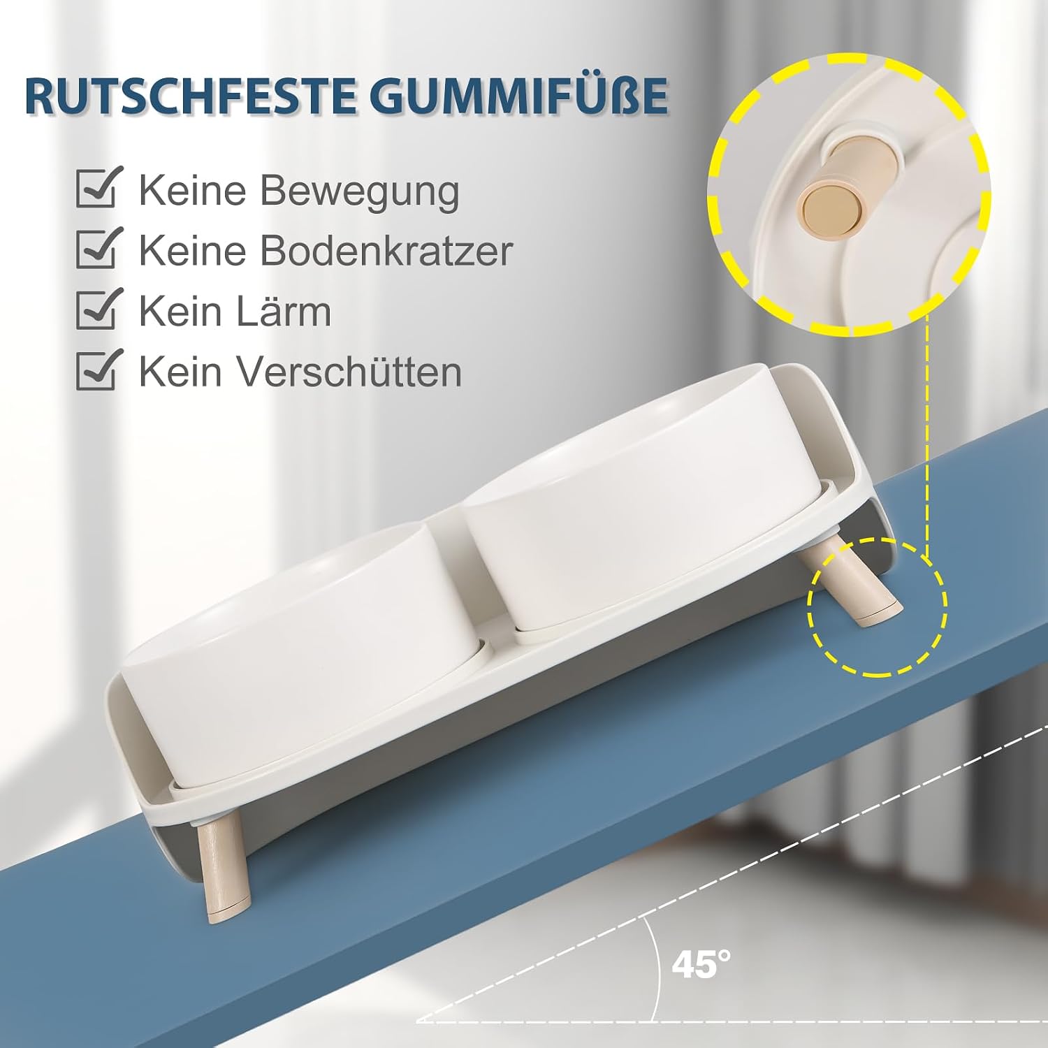 Erhoehter Keramik Hundenapf 2x720 ml mit Staender rutschfest gruen fuer Hunde Katzen
