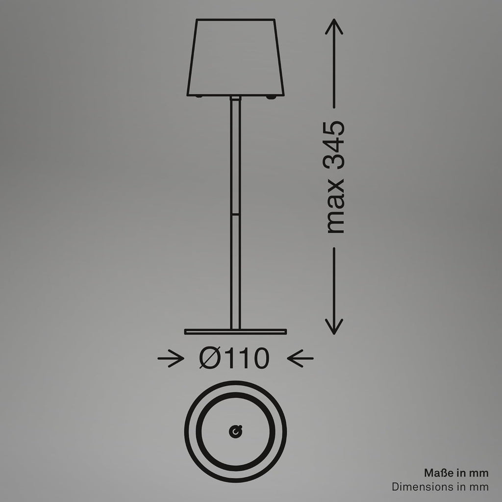 Briloner LED Tischlampe kabellos dimmbar Touch Akku IP44 beige 11x34,5 cm