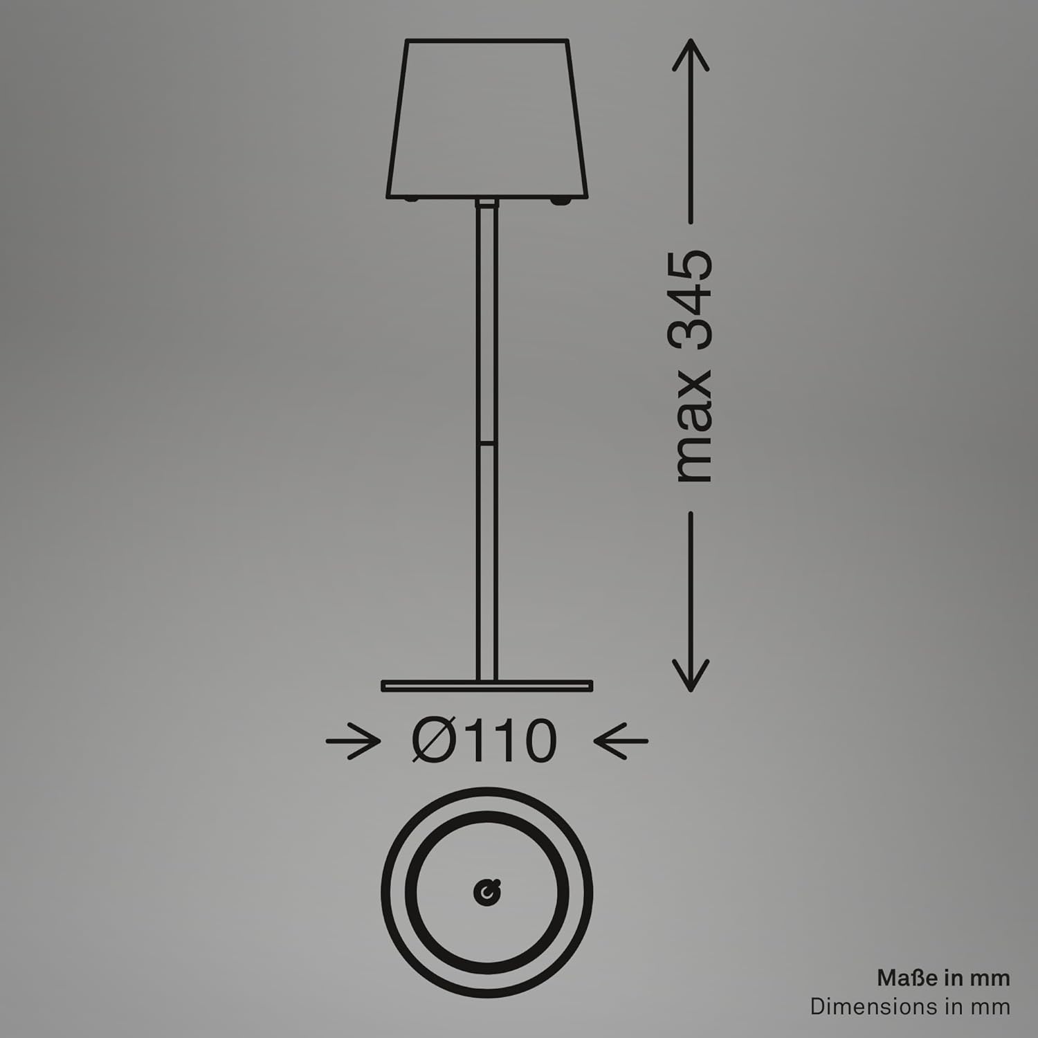Briloner LED Tischlampe kabellos dimmbar Touch Akku IP44 beige 11x34,5 cm