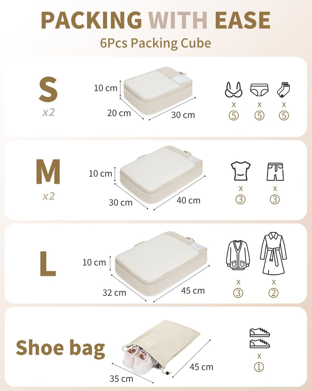 6er Kompressions Packing Cubes Koffer Organizer Reise Set Gruen