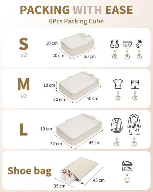 6er Kompressions Packing Cubes Koffer Organizer Reise Set Gruen