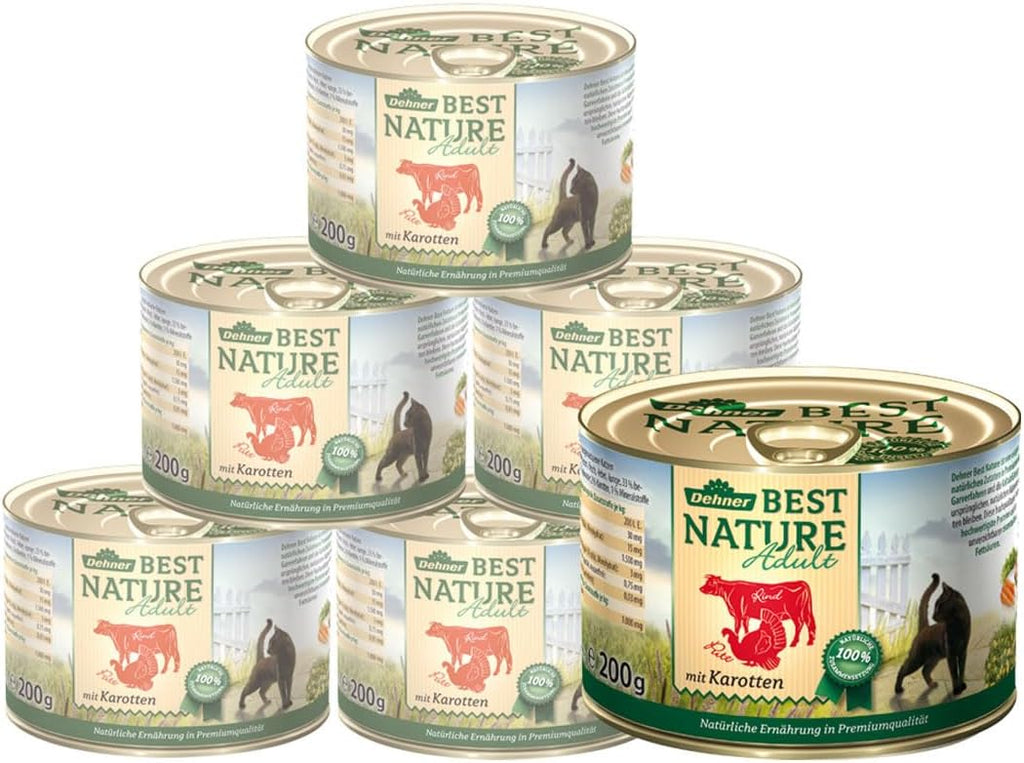 Dehner Best Nature Katzenfutter Adult Rind Pute mit Karotten 6x200g Nassfutter