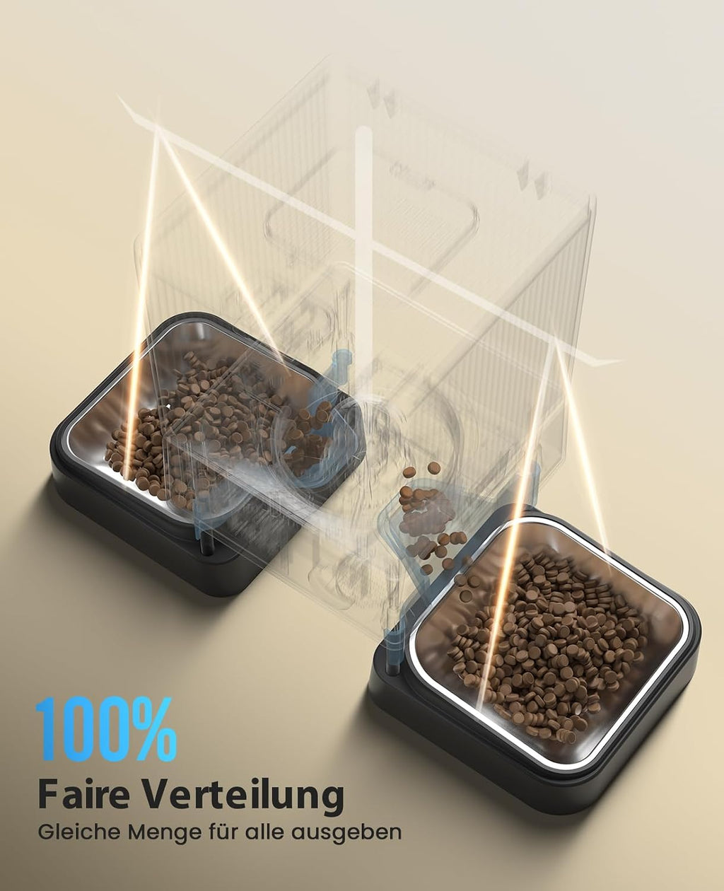 oneisall Futterautomat Katze mit 2 Naepfen WiFi App Steuerung Voice Recorder