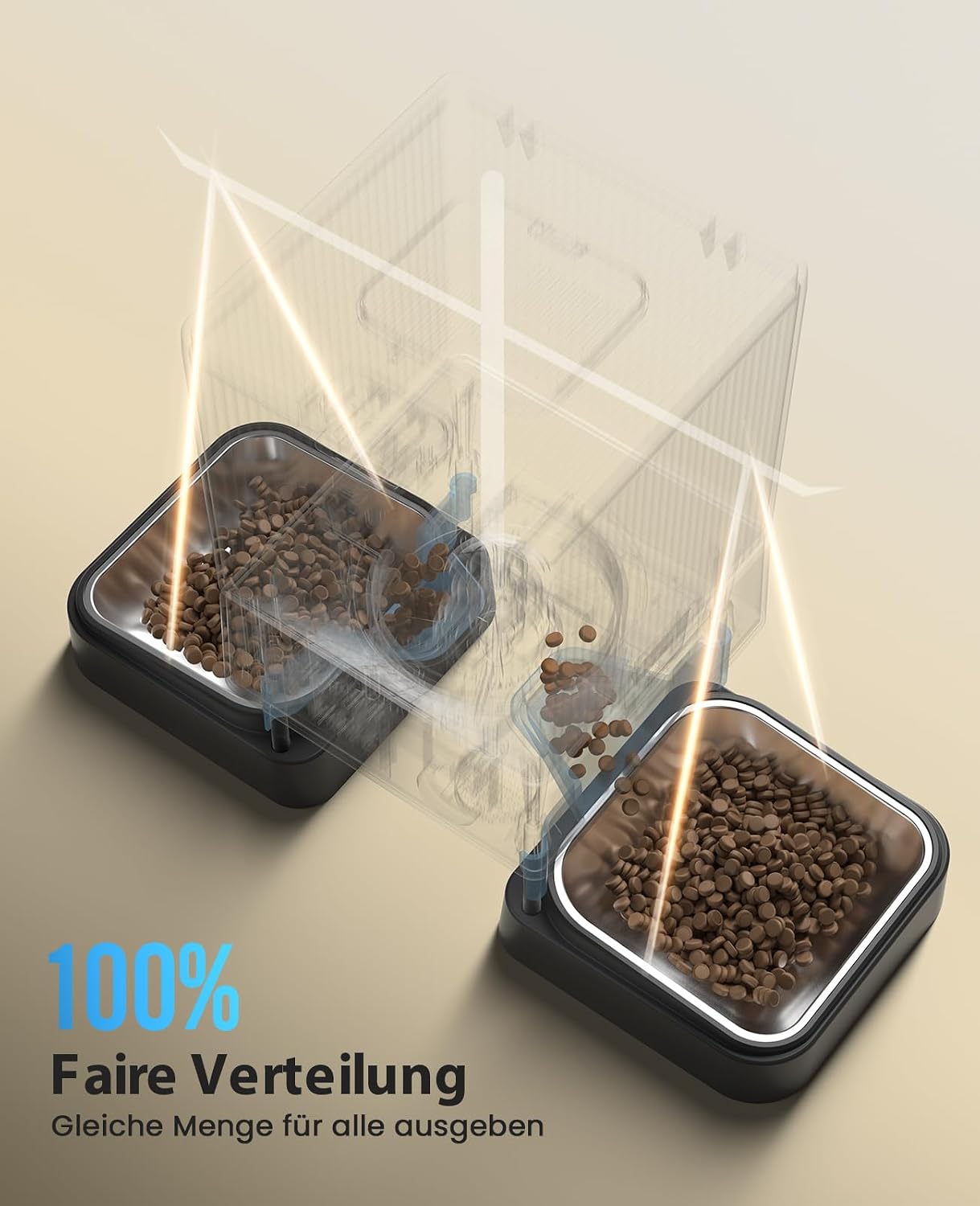 oneisall Futterautomat Katze mit 2 Naepfen WiFi App Steuerung Voice Recorder