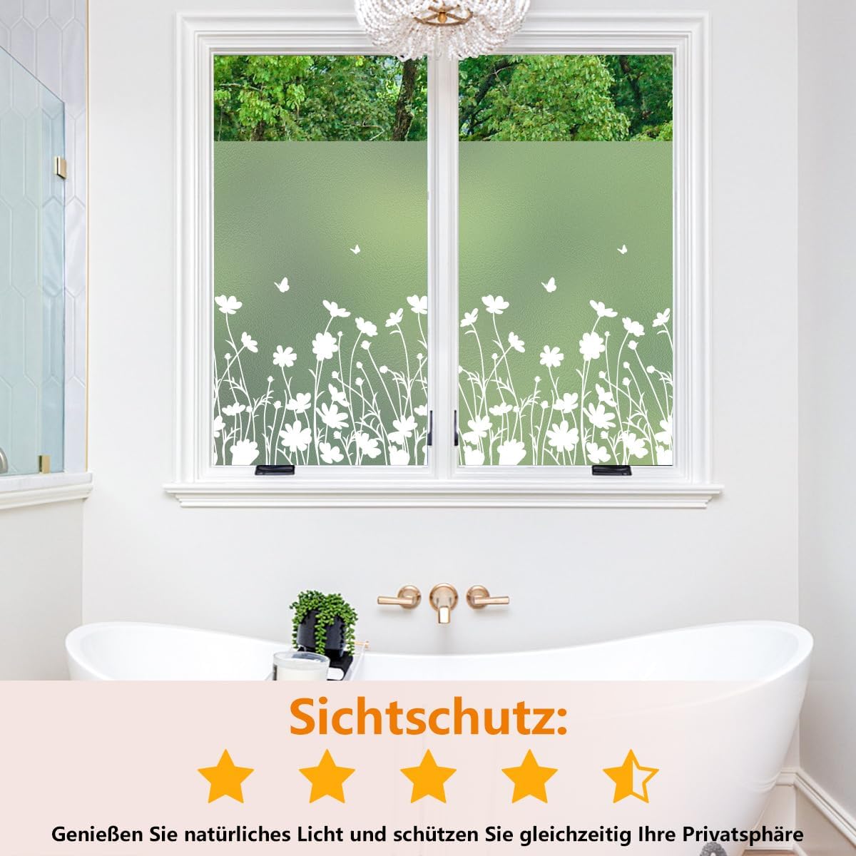 Spiegelfolie Sichtschutz Fensterfolie 44,5x200cm selbsthaftend UV- und Hitzeschu