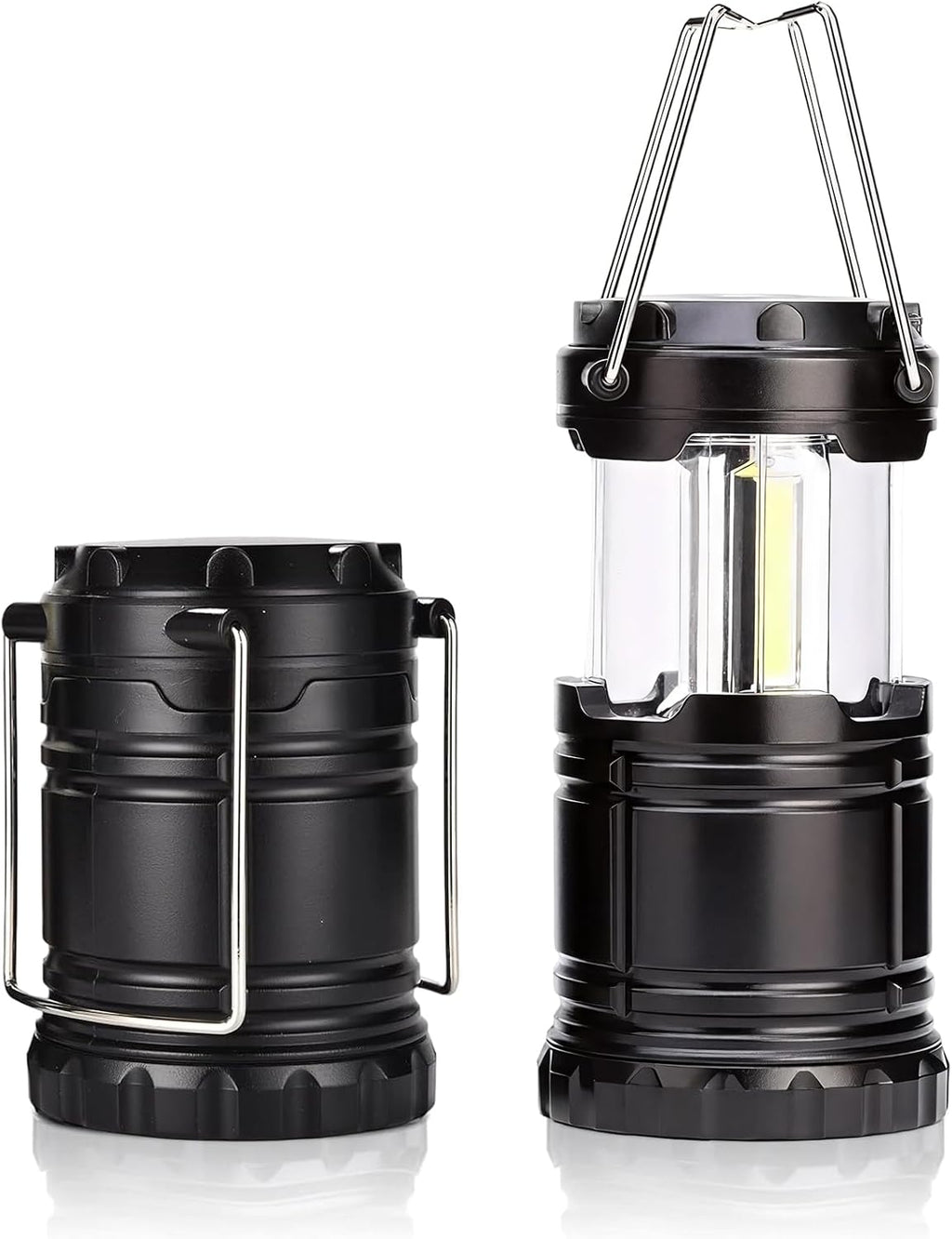 2er Set faltbare LED Campinglampe wasserdicht mit Haken, batteriebetrieben AAA