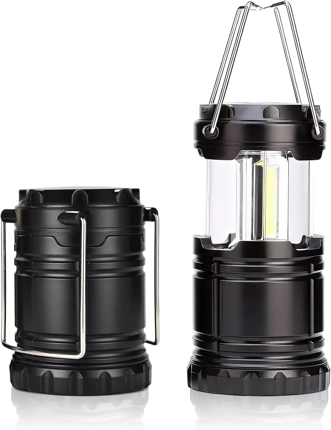 2er Set faltbare LED Campinglampe wasserdicht mit Haken, batteriebetrieben AAA