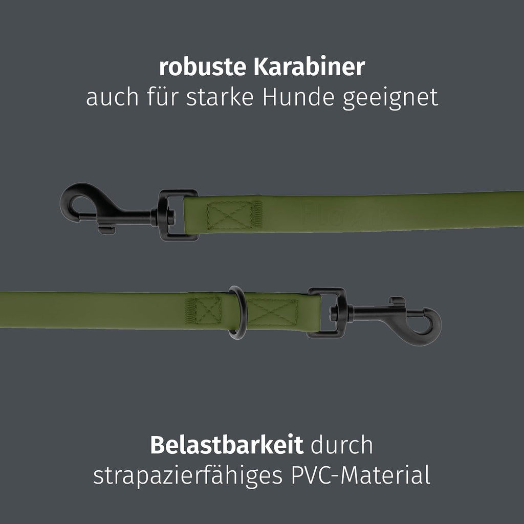 Floxik PVC Hundeleine verstellbar 2m-3m Schwarz - wasserfest schmutzabweisend