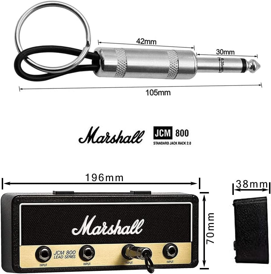 Marshall Jack Rack 2.0 Schluesselhalter Wandmontage mit 4 Gitarrensteckern Schwar
