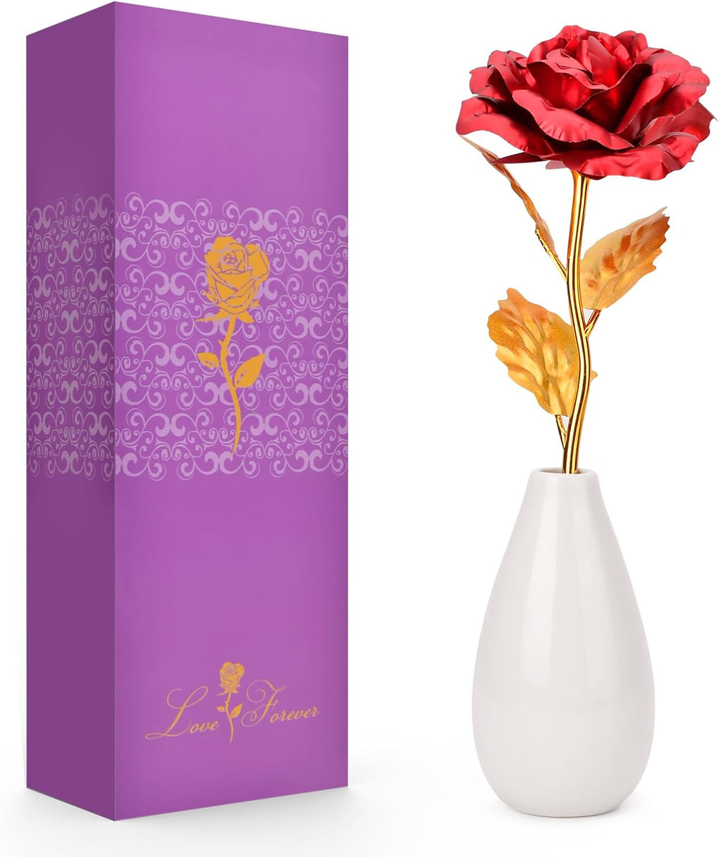 Galaxy Rose mit Vase Geschenk Set Valentinstag Geburtstag Weihnachten
