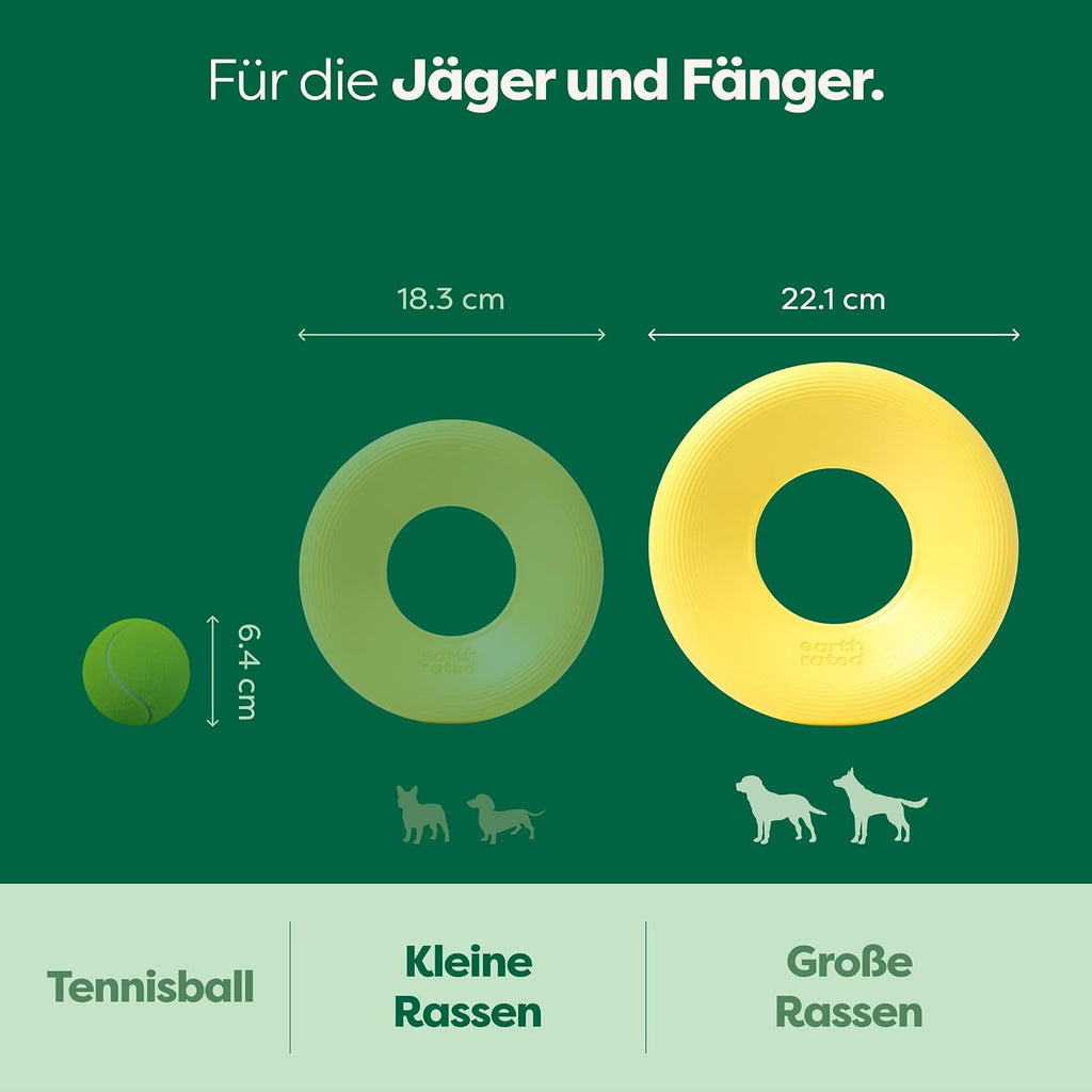 Earth Rated Fliegender Ring Hundespielzeug Wasserdicht Schwimmfaehig S-L Gelb