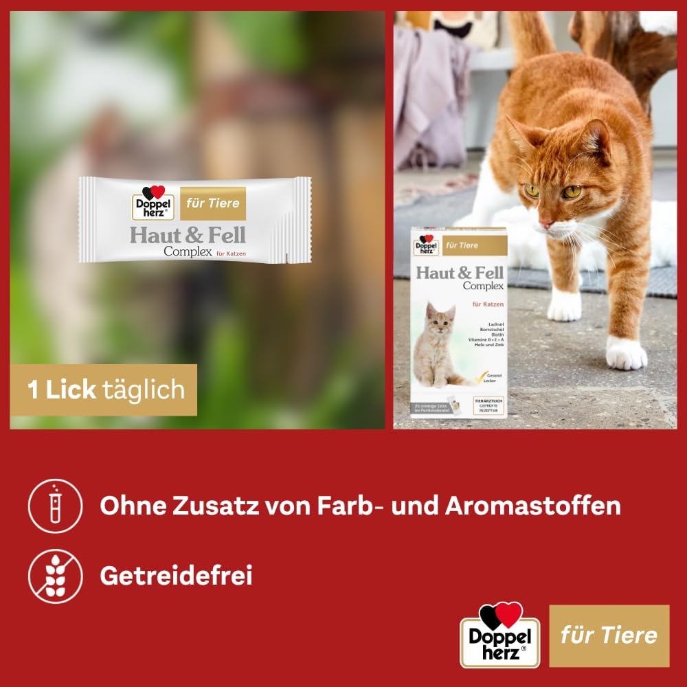 Doppelherz Haut & Fell Complex Katze Omega 3 6 25 Licks Snack