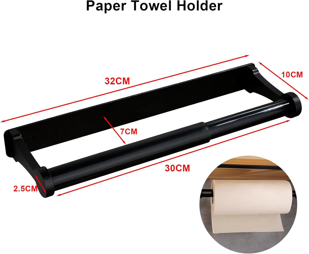 Kuechenrollenhalter Selbstklebend Aluminium schwarz Wandmontage ohne Bohren