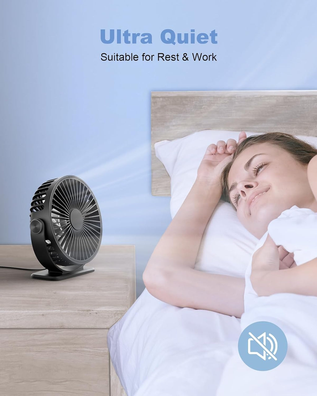 TriPole Mini Tischventilator USB 3 Geschwindigkeiten 360° Neigung leise
