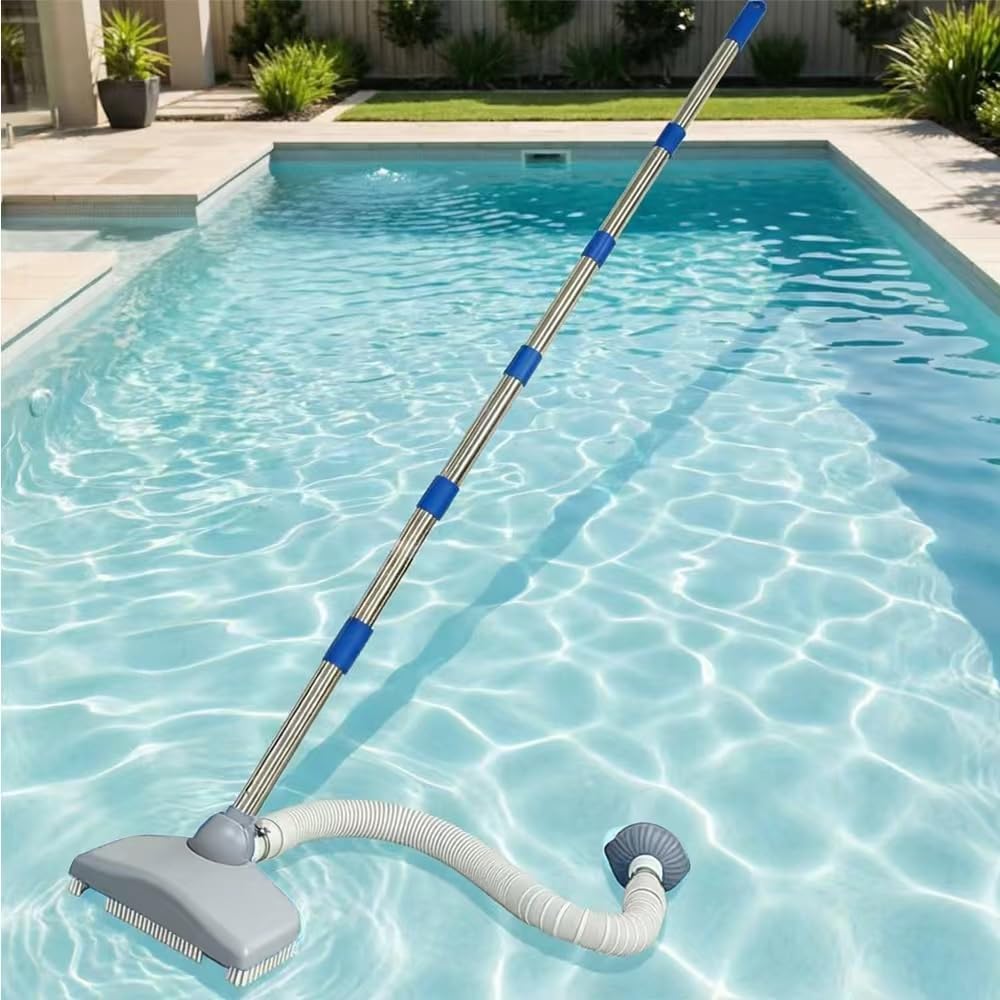 Poolsauger Bodensauger mit Teleskopstange 180 cm, Laubsack, Putztuch, Buerste