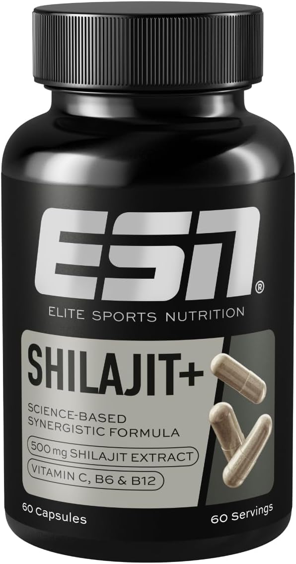ESN Shilajit+ 60 vegane Kapseln 2000 mg Shilajit Extrakt mit Vitaminen Piperin
