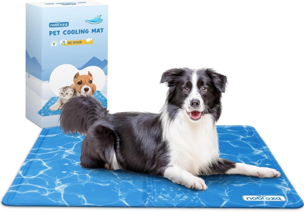 Nobleza Kuehlmatte fuer Hunde 65×50 cm Gel 2cm-80cm Hellblau selbstkuehlend