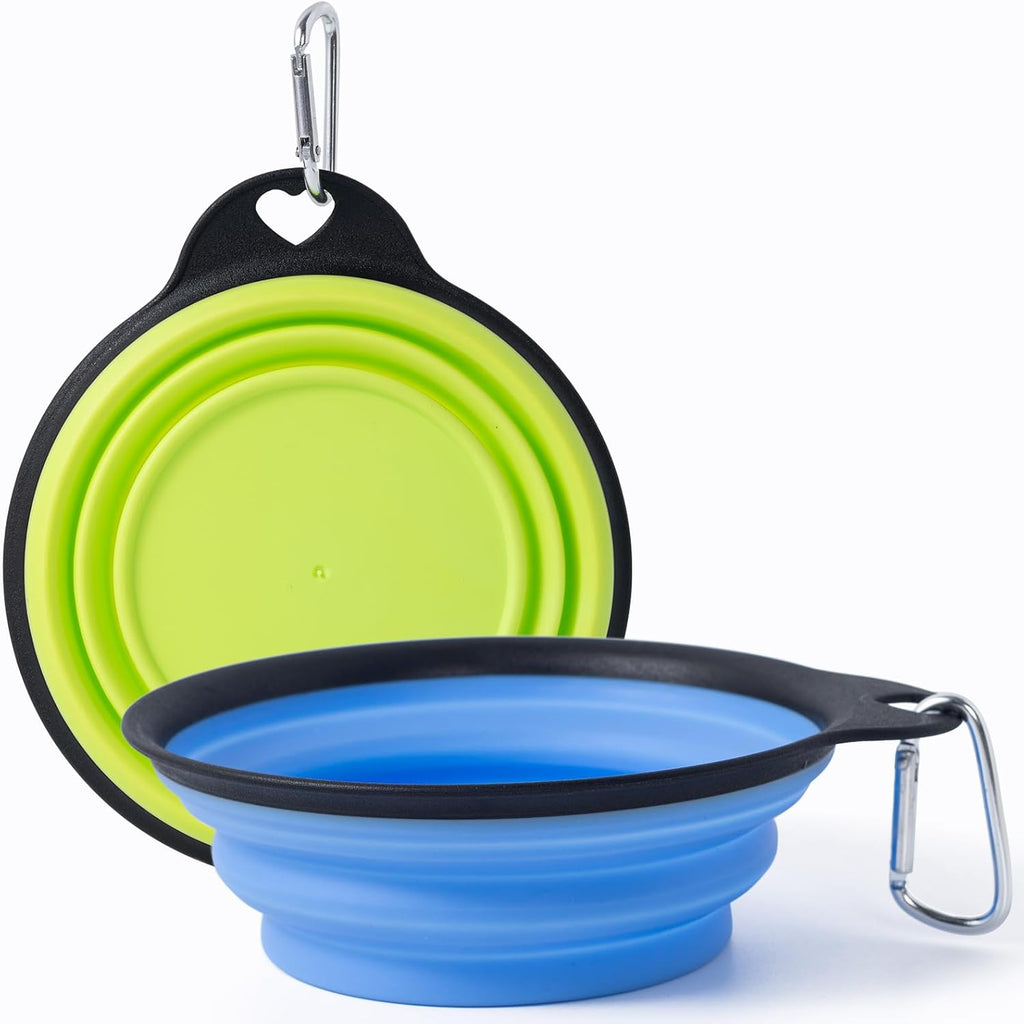 SLSON Hundenapf faltbar 2er Set mit verstaerktem Rand, tragbar fuer Reisen