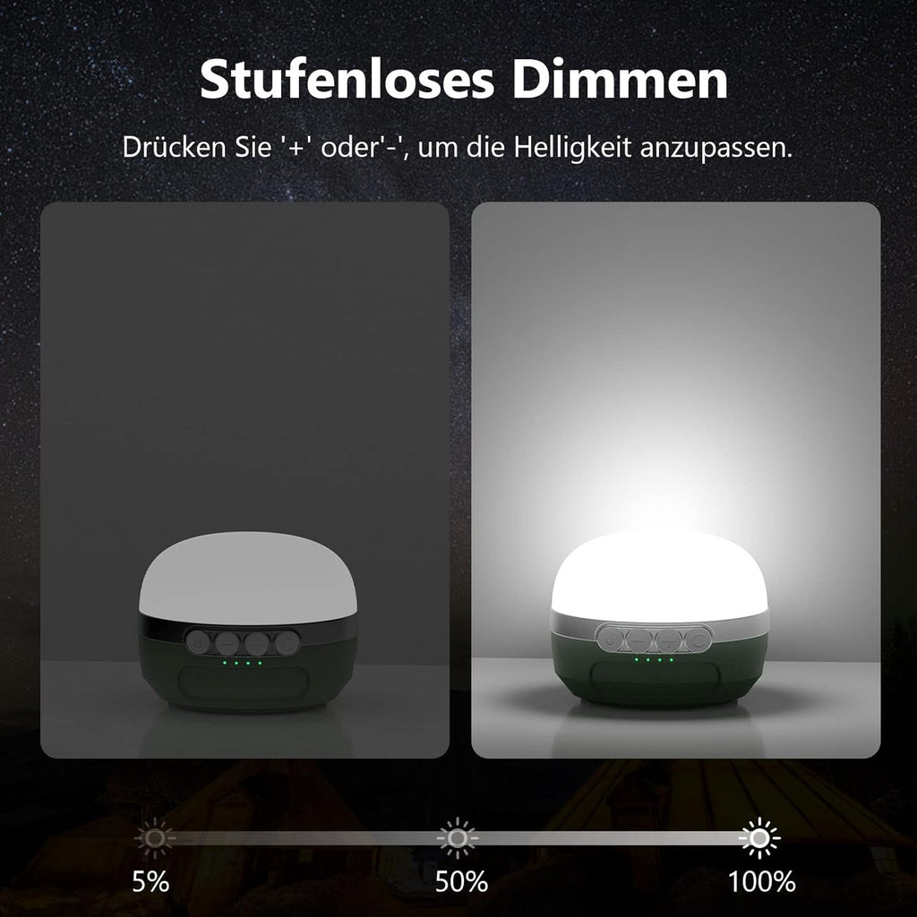 LED Campinglampe 8400 mAh Akku USB-C wiederaufladbar RGB Farbwechsel dimmbar