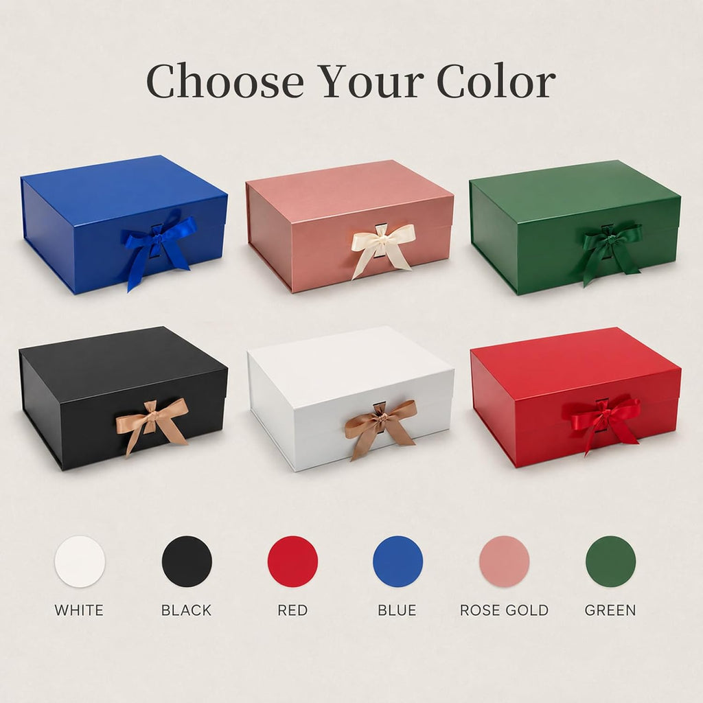 Geschenkbox Weiss 33,5×27×12,5 cm mit Magnetdeckel und Schleife