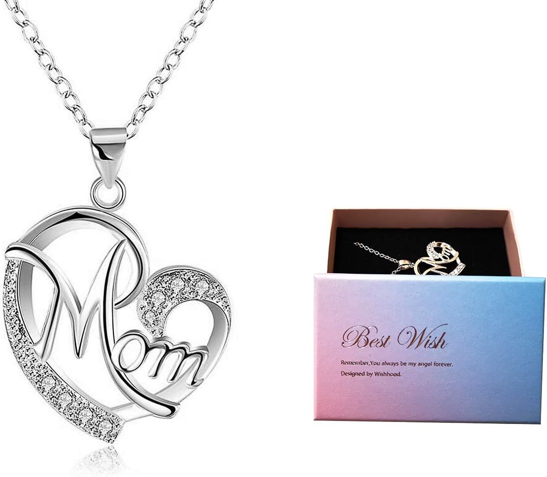 Halskette Muttertag Herz Anhaenger Diamant verschiedene Farben Geschenk fuer Mama