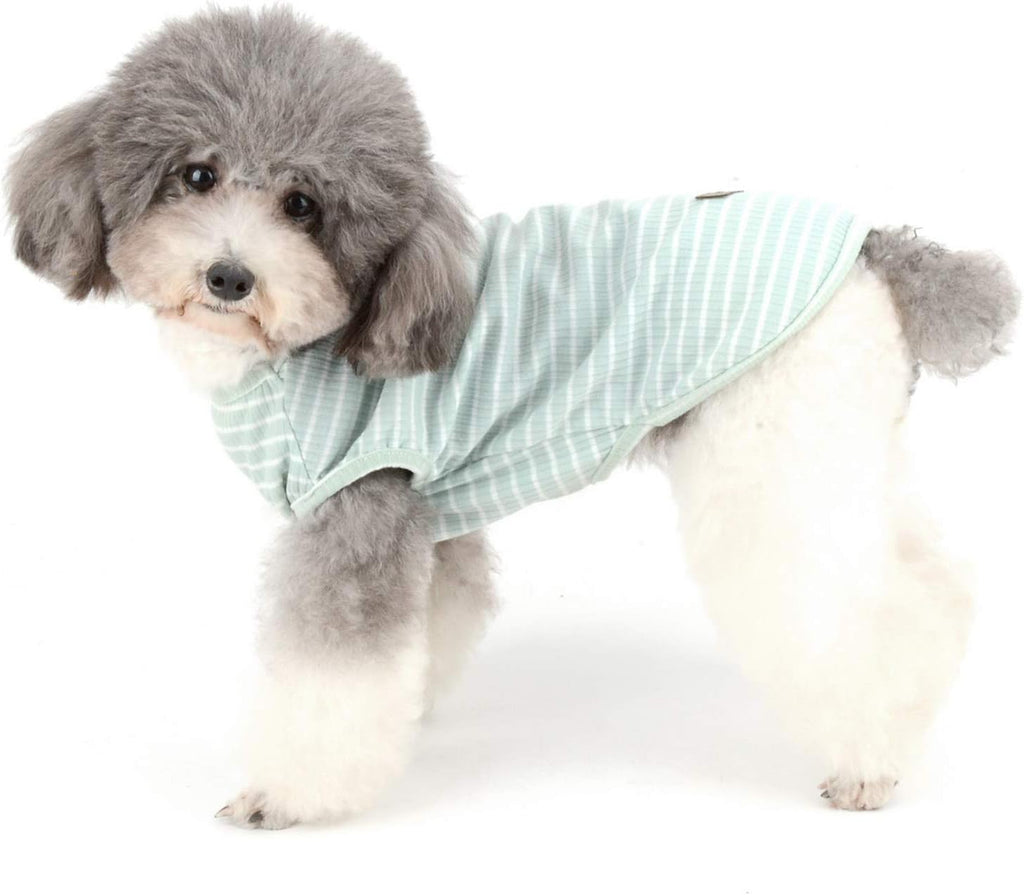 Zunea Hundeshirt Uebergangstanktop gestreift grau Baumwolle Chihuahua S-XXL